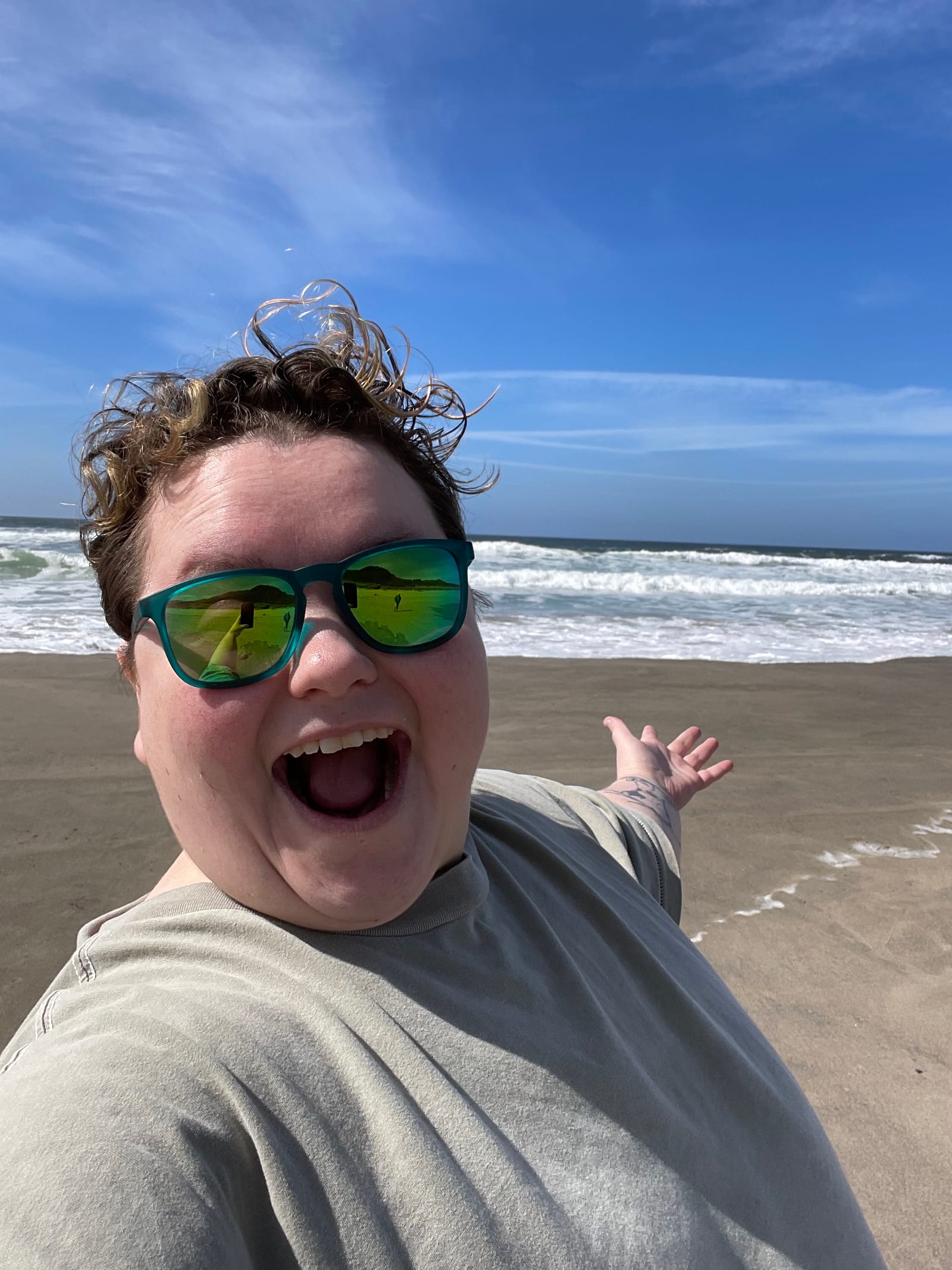 Conner Lee on the beach in Oregon